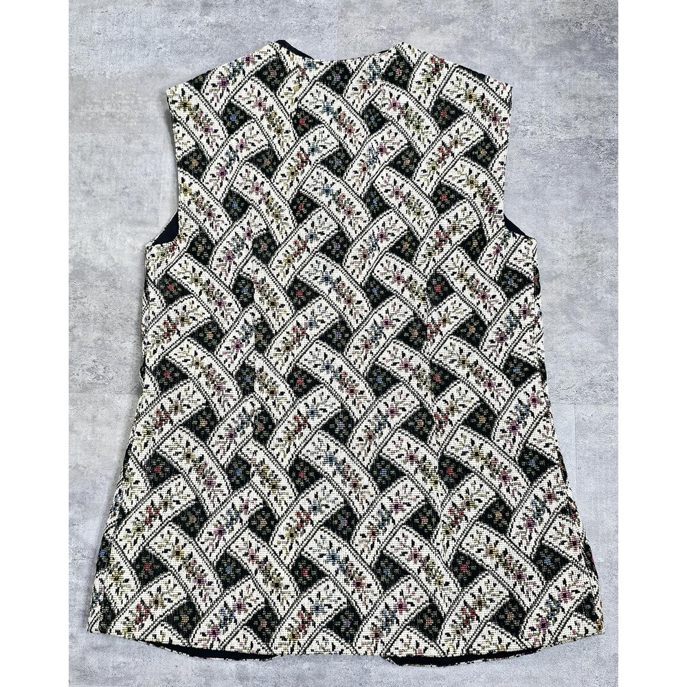 Vintage 1960s Tapestry Vest, Needlepoint Vest, Floral - Picture 5 of 6